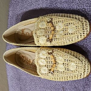 Yellow Woven Loafers